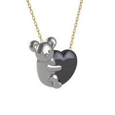 Koala Kalp Kolye - 18 ayar beyaz altın kolye (40 cm gümüş rolo zincir) #2kjvfj