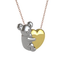 Koala Kalp Kolye - 14 ayar beyaz altın kolye (40 cm rose altın rolo zincir) #djpxrj