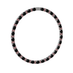 Vanea Kolye - Siyah zirkon ve garnet 18 ayar beyaz altın kolye #1d34spp