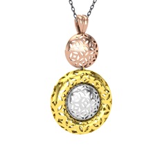 Adinkra Kolye - 14 ayar rose altın kolye (40 cm gümüş rolo zincir) #2eajjs