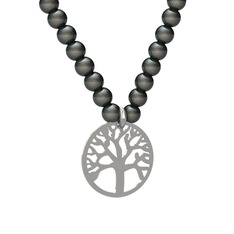 Hayat Ağacı İnci Kolye - Siyah inci 925 ayar gümüş kolye #1m43zzn