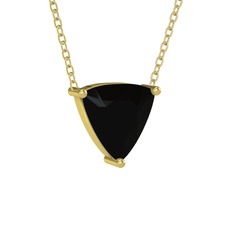Maura Kolye - Siyah zirkon 8 ayar altın kolye (40 cm altın rolo zincir) #1vei9ue