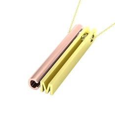 Gizli Harf Kolye (İki Karakter ) - 18 ayar rose altın kolye (40 cm altın rolo zincir) #2kihbd