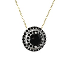 Lyra Kolye - Siyah zirkon 18 ayar beyaz altın kolye (40 cm gümüş rolo zincir) #1qosdqi
