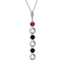 Leilani Kolye - Garnet ve siyah zirkon 14 ayar beyaz altın kolye (40 cm gümüş rolo zincir) #1nd0yjk