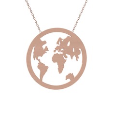 Galileo Dünya Haritası Kolye - 925 ayar rose altın kaplama gümüş kolye (40 cm gümüş rolo zincir) #ynpb83