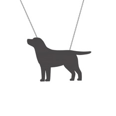 Labrador Köpek Kolye - 925 ayar siyah rodyum kaplama gümüş kolye (40 cm gümüş rolo zincir) #z6ov32