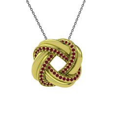 Arvia Kolye - Kök yakut 14 ayar altın kolye (40 cm gümüş rolo zincir) #jgy8dn