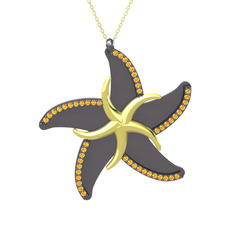 Naia Denizyıldızı Kolye - Sitrin 8 ayar altın kolye (50 cm altın rolo zincir) #1hmn7jk