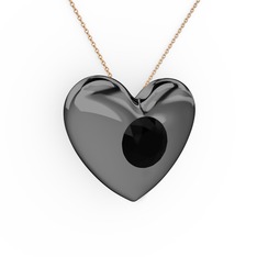 Moria Kalp Kolye - Siyah zirkon 925 ayar siyah rodyum kaplama gümüş kolye (40 cm gümüş rolo zincir) #12pffz0