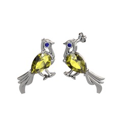 Guguk Kuşu Küpe - Peridot ve lab safir 925 ayar gümüş küpe #1r61nco
