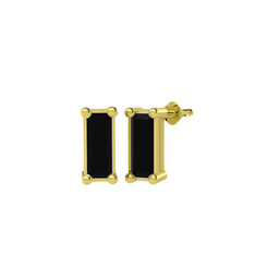 Minimal Dion Küpe - Siyah zirkon 18 ayar altın küpe #16xv9x6