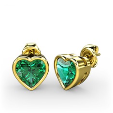 Adiva Kalp Küpe - Yeşil kuvars 14 ayar altın küpe #13fty8x