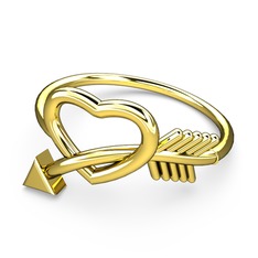 Ok Kalp Yüzük - 925 ayar altın kaplama gümüş yüzük #jxy0qm