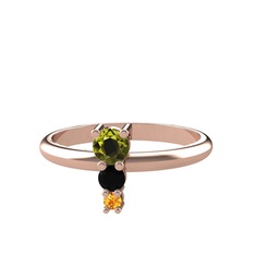 Madga Yüzük - Peridot, siyah zirkon ve sitrin 8 ayar rose altın yüzük #1pwxc89