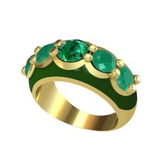 Aura Yüzük - Yeşil kuvars ve kök zümrüt 925 ayar altın kaplama gümüş yüzük (Yeşil mineli) #1duvqdk