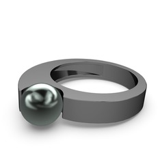 Semple İnci Yüzük - Siyah inci 925 ayar siyah rodyum kaplama gümüş yüzük #a0nq4f