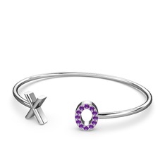 Taşlı X O Bilezik - Ametist 18 ayar beyaz altın bileklik #k6hfjq