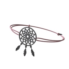 Dreamcatcher Bileklik - 925 ayar siyah rodyum kaplama gümüş bileklik #1jursez