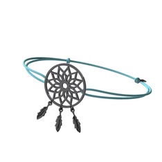 Dreamcatcher Bileklik - 925 ayar siyah rodyum kaplama gümüş bileklik #la28u