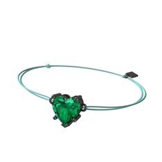 Ena Kalp Bileklik - Yeşil kuvars 925 ayar siyah rodyum kaplama gümüş bileklik #15cjqzl