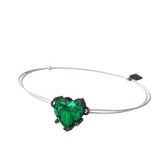 Ena Kalp Bileklik - Yeşil kuvars 925 ayar siyah rodyum kaplama gümüş bileklik #18tt837