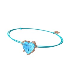 Akuamarin 925 ayar rose altın kaplama gümüş bileklik