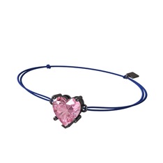 Pembe kuvars 925 ayar siyah rodyum kaplama gümüş bileklik