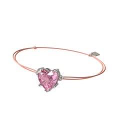 Pembe kuvars 18 ayar beyaz altın bileklik