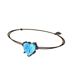 Ena Kalp Bileklik - Akuamarin 925 ayar siyah rodyum kaplama gümüş bileklik #c7ju65