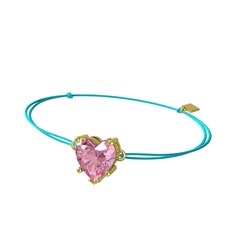 Pembe kuvars 14 ayar altın bileklik