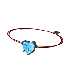 Akuamarin 925 ayar siyah rodyum kaplama gümüş bileklik