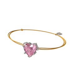 Pembe kuvars 8 ayar beyaz altın bileklik