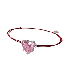 Pembe kuvars 14 ayar beyaz altın bileklik