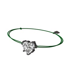 Ena Kalp Bileklik - Beyaz zirkon 925 ayar siyah rodyum kaplama gümüş bileklik #lodah8