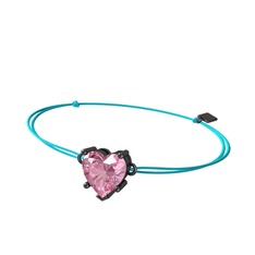 Ena Kalp Bileklik - Pembe kuvars 925 ayar siyah rodyum kaplama gümüş bileklik #x51icr