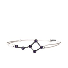 Ametist 925 ayar siyah rodyum kaplama gümüş bileklik