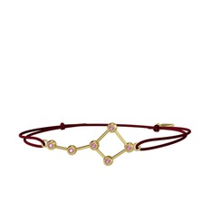 Pembe kuvars 14 ayar altın bileklik