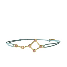 Pembe kuvars 14 ayar altın bileklik