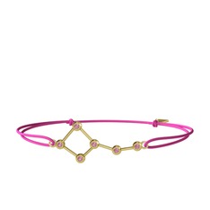 Pembe kuvars 925 ayar altın kaplama gümüş bileklik