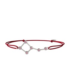 Pembe kuvars 14 ayar beyaz altın bileklik