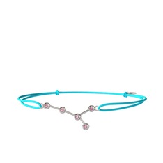 Cancer Bileklik - Pembe kuvars 8 ayar beyaz altın bileklik #16acjsh