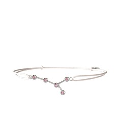 Cancer Bileklik - Pembe kuvars 8 ayar beyaz altın bileklik #1k2appo