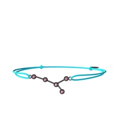 Cancer Bileklik - Pembe kuvars 925 ayar siyah rodyum kaplama gümüş bileklik #zgoo52