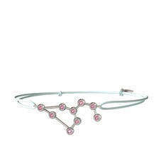 Leo Bileklik - Pembe kuvars 14 ayar beyaz altın bileklik #1m8a6js