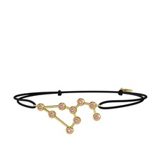 Pembe kuvars 925 ayar altın kaplama gümüş bileklik