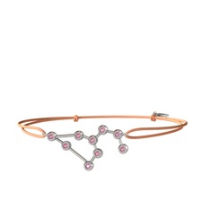 Pembe kuvars 8 ayar beyaz altın bileklik