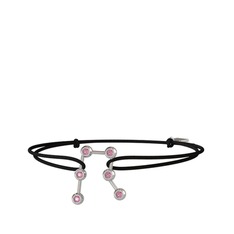 Pembe kuvars 18 ayar beyaz altın bileklik