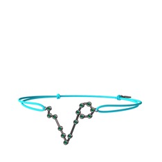 Pisces Bileklik - Yeşil kuvars 925 ayar siyah rodyum kaplama gümüş bileklik #1sc98c4