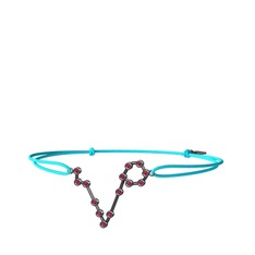 Pisces Bileklik - Rodolit garnet 925 ayar siyah rodyum kaplama gümüş bileklik #1y1299r